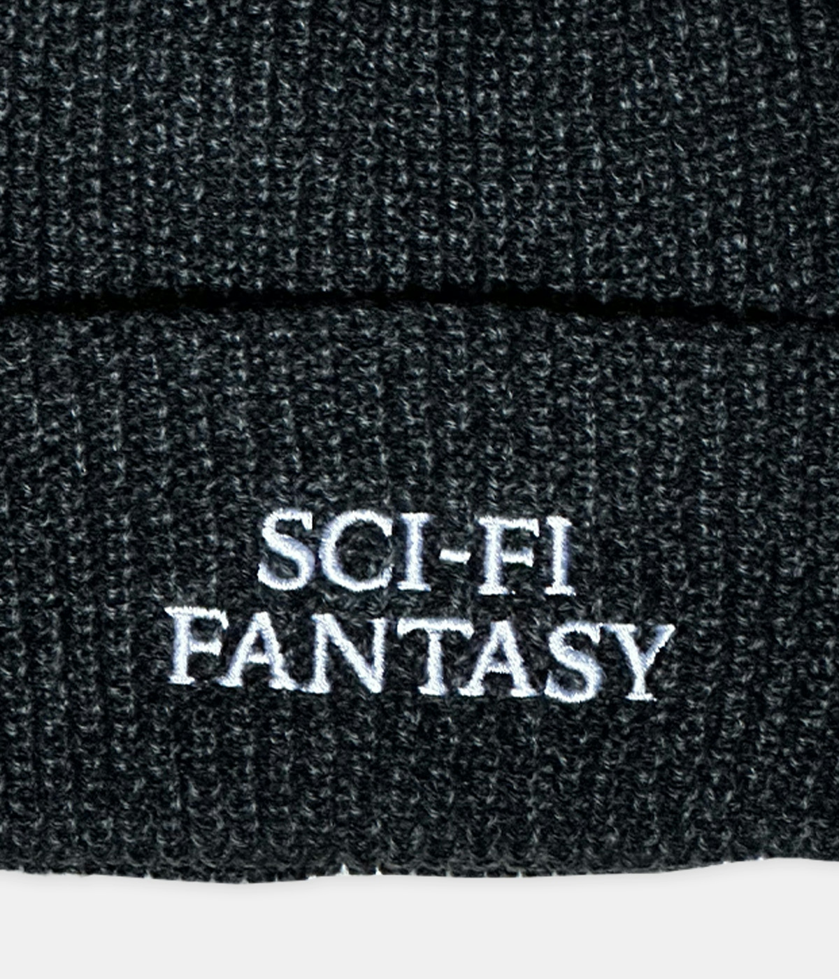 Sci-Fi Fantasy Mixed Yarn Logo Beanie Black/Grey 2