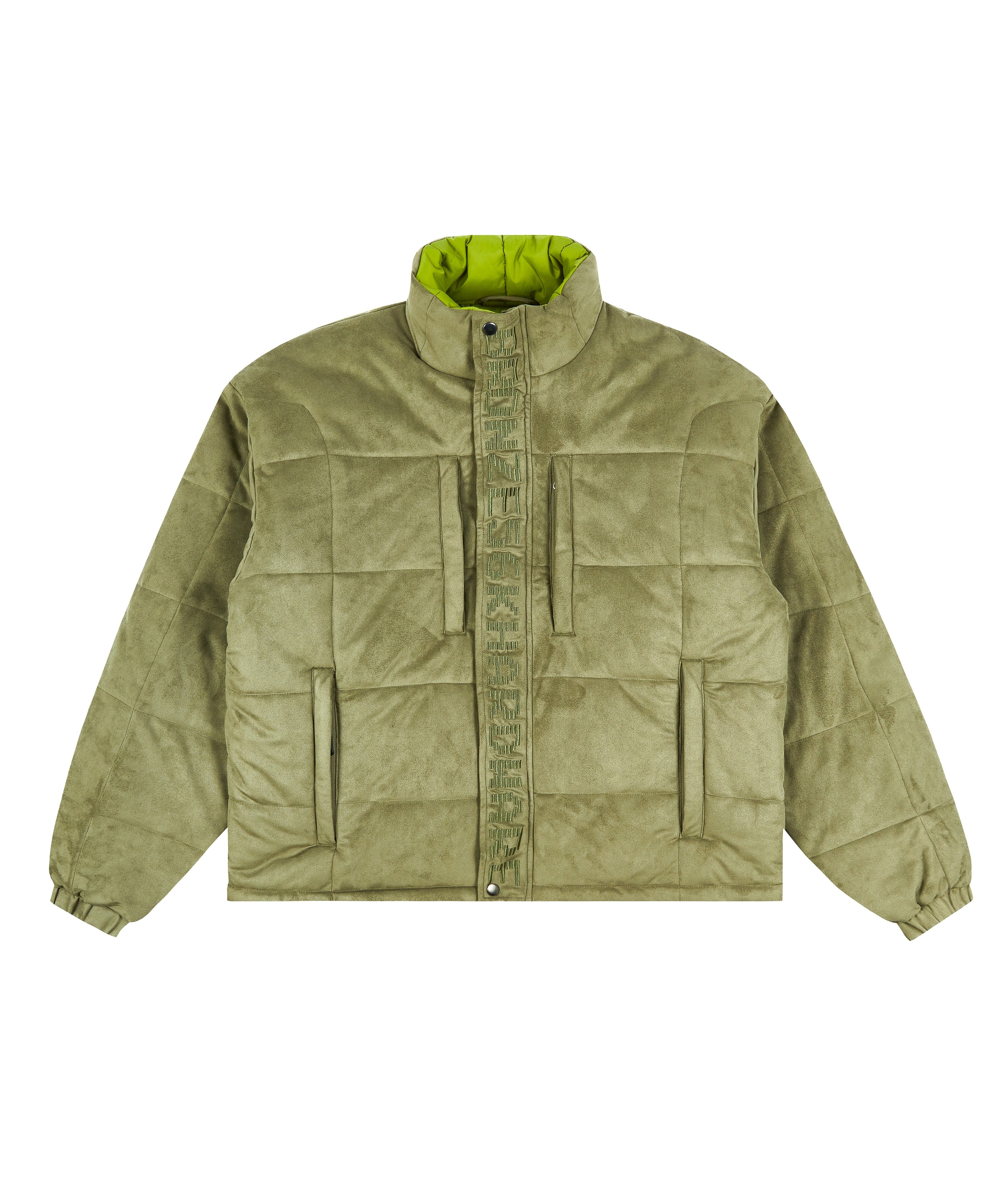 Bronze 56K Faux Suede Puffer Jacket Olive 1