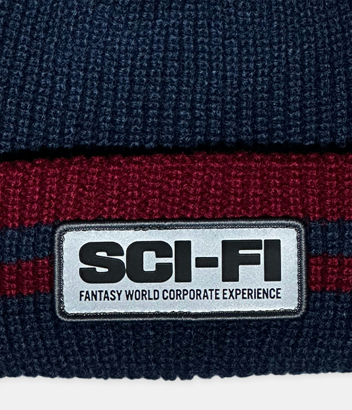 Sci-Fi Fantasy Reflective Patch Beanie Navy/Red 2