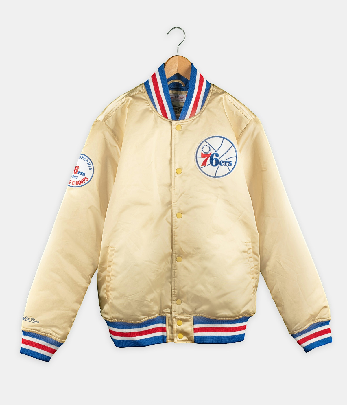 Vintage & Second Hand Mitchell n Ness Philadelphia 76ers Jacket Gold 1