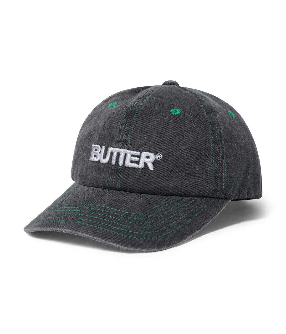 Butter Goods Rounded Logo 6 Panel Cap Washed Black 1
