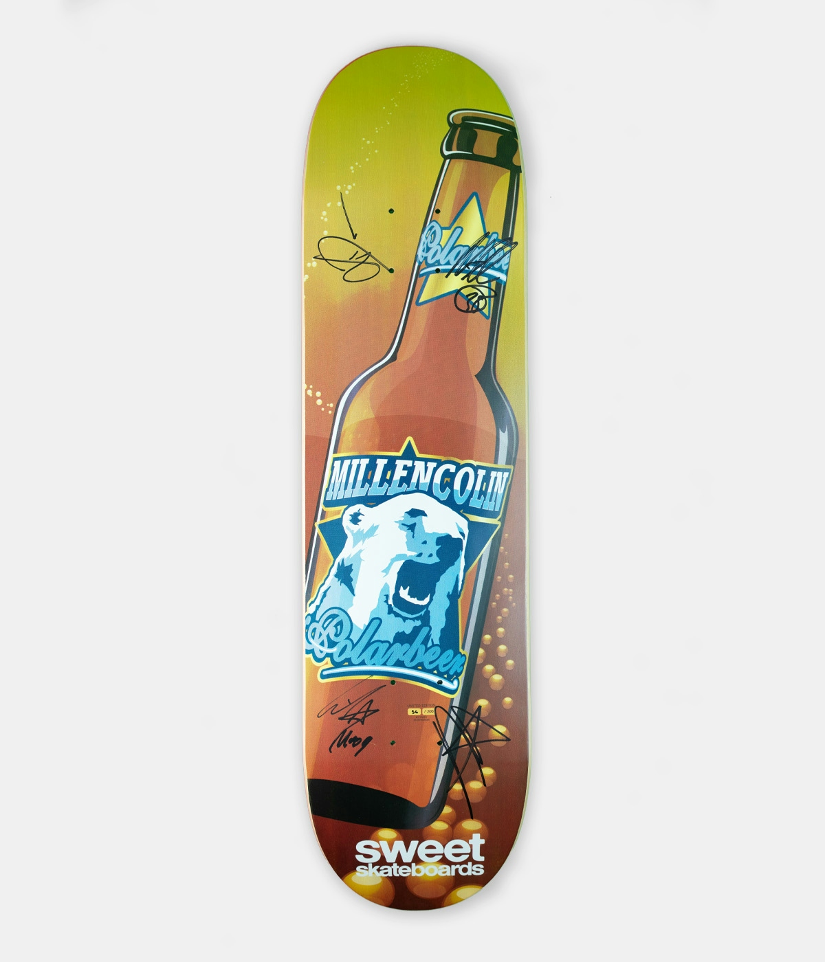 Vintage & Second Hand Skateboard Autographed Millencolin 56 Polarbeer 8" Multi